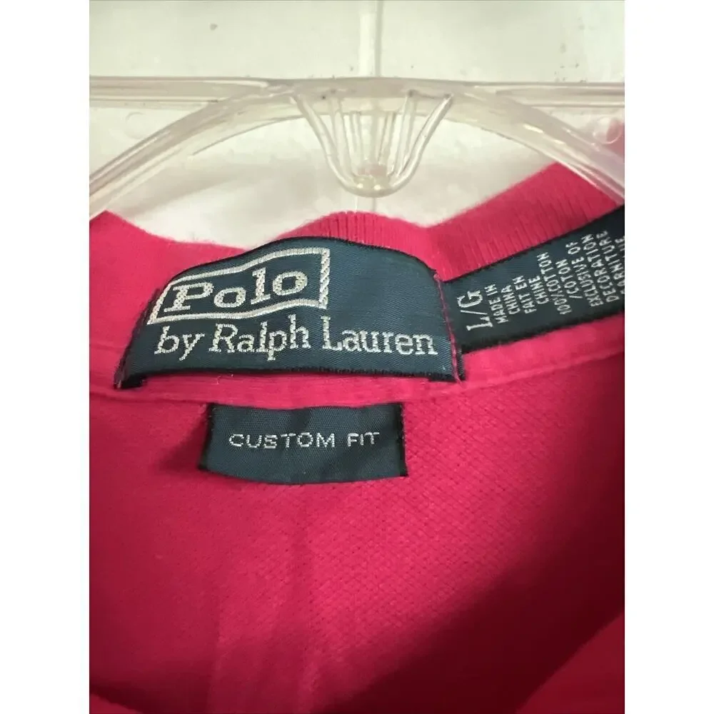 Polo Ralph Lauren Mens Shirt L Polo Short‎ Sleeve Small Logo Custom Fit Pink